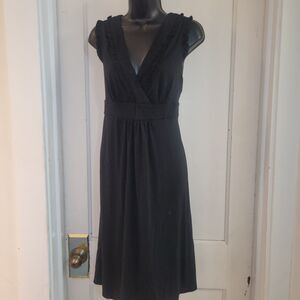 Cute sleeveless black Faded Glory dress with ruffles, ruching and tie back XL